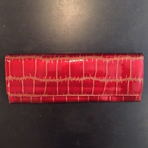 NWOT Blood Red Alligator Clutch Purse Big Buddha